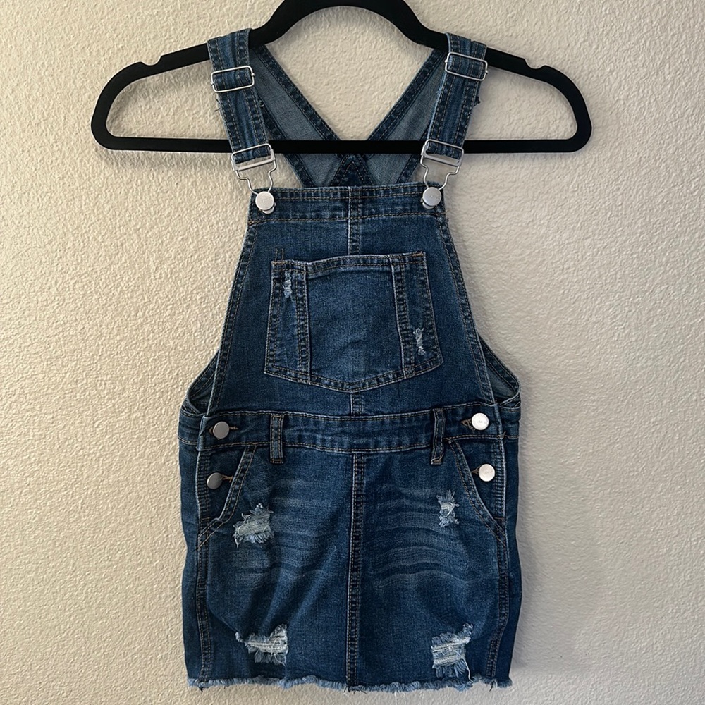 Joe’s Jeans Girls Denim Distressed Overalls Dress Size S (7)